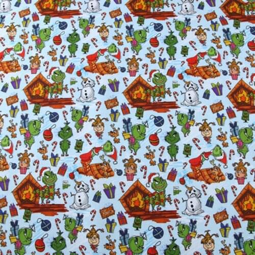 Cartoon The Green Grinch of Christmas Patchwork Digital Printing 100% Cotton Fabric Sewing Quilting DIY Needlework Material