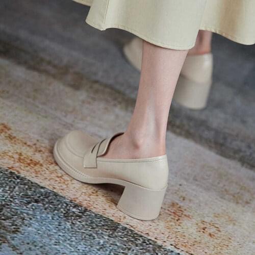 Ladies Wedge High Heels British Small Leather Shoes 2021 Spring And Autumn New Mary Jane Shoes Thick-soled Thick-heeled Shoes