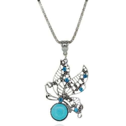 Female Favor Women lovely chain butterfly necklace Natural Pendant Necklaces Jewelry 1pc free shipping