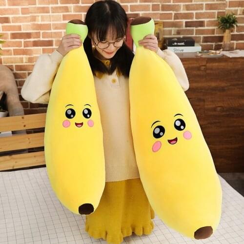 1pc 80/100CM Cute Banana Fruit Plush Toys Soft Stuffed Plant Pillow Dolls for Children Sleep Cushion Toy Birthday Gift for Kids