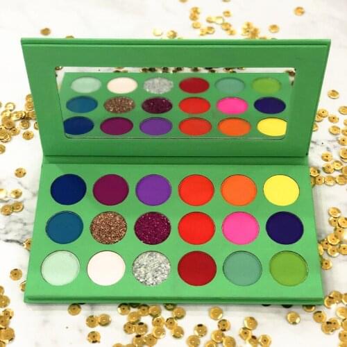 10 Piece Glitter Green Eyeshadow Power Palette Glitter Highlighter Shimmer Makeup Pigment Private Label