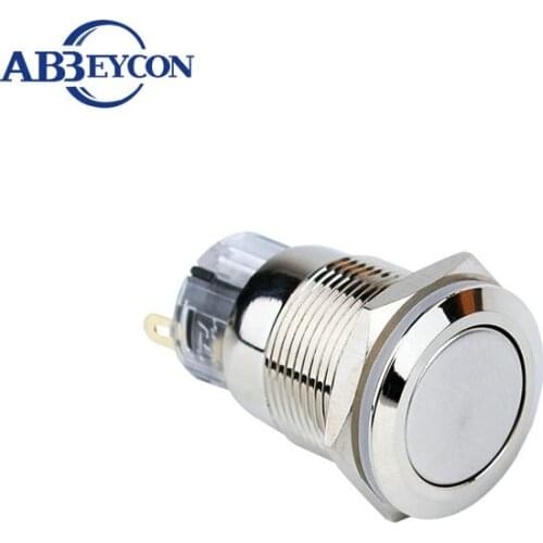 19mm 1NO1NC Flat Round momentary metel waterproof reset push button switch 1NO1NC waterproof switch
