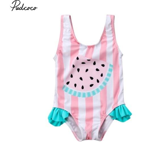 2018 Brand New Cute Toddler Infant Newborn Baby Girl Watermelon Swimsuit Swimwear Swimming One-piece Bikini Ruffle Tankini 0-3T
