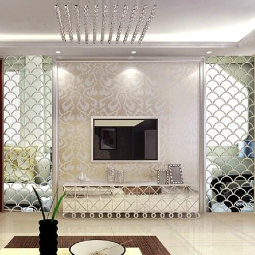 3D Fish Scale Mirror Sticker Acrylic Wall Stickers for Living Room Dining Room Decoration TV Background Wall Decals Decor