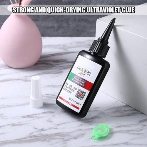 50ml UV Glue Transparent Craft Crystal Glass Bonding Multifunction Shadowless Glue with UV Flashlight UV Curing Adhesive