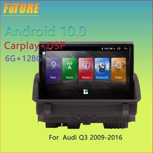 6G 128G Android 10.0 Car Multimedia Player For Audi Q3 2009 2010 2011 2012 2013-2016 GPS Navigation Video Radio 2 Din Head Unit