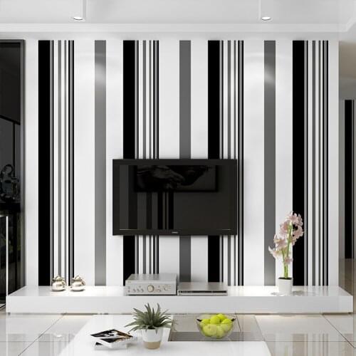 White Black Grey Wallpaper Modern Vertical Stripes Wall Paper TV Background Living Room Wall Covering Mural for Girl Boy Bedroom