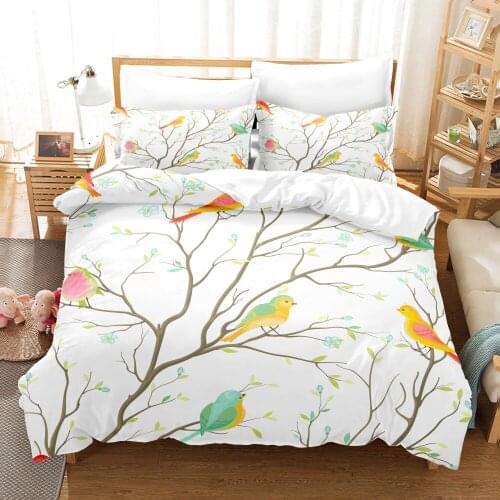 Bird Tree Bedding Set Cute 3d Duvet Cover Set Comforter Bed Linen Twin Queen King Single Size Kids Adult Gift Fashion Animal