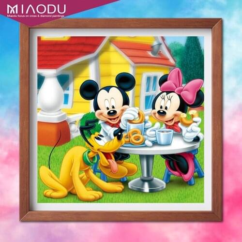 Disney Round 5D Diamond Painting Cartoon Mickey Minnie Mouse Diamond Mosaic Embroidery Cross Stitch Home Decor