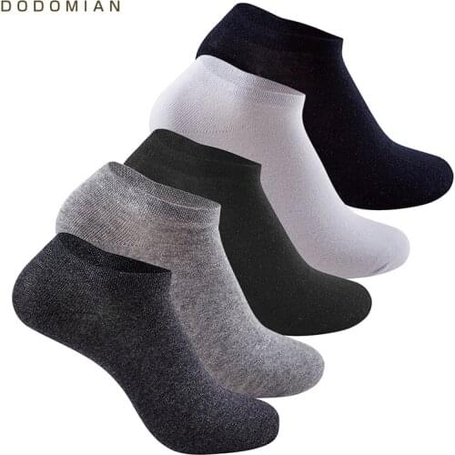 DO DO MIAN Summer Men Socks 5 Pair/lot Breathable Cotton Solid color Socks Non-slip Slippers Deodorant Socks