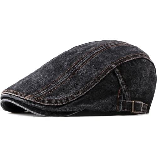 Spring, summer and autumn new denim hat, Korean fashion wash denim beret, mens large cotton cap, womens cap