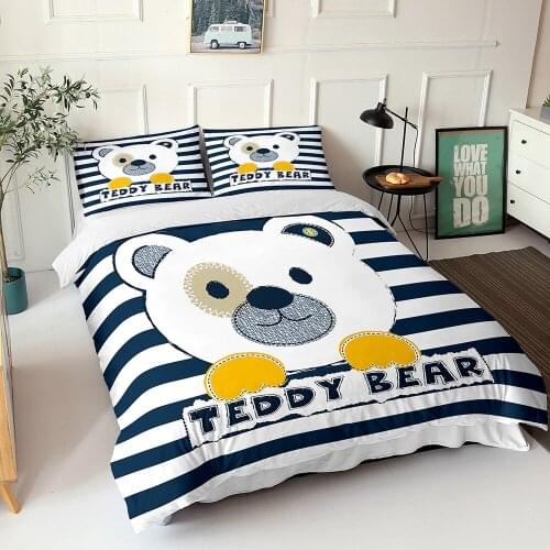 Fanaijia Luxury cartoon Bear Duvet Cover and Pillowcase 3D Bedding Sets Full Size kids Comforter Sets cute bed set