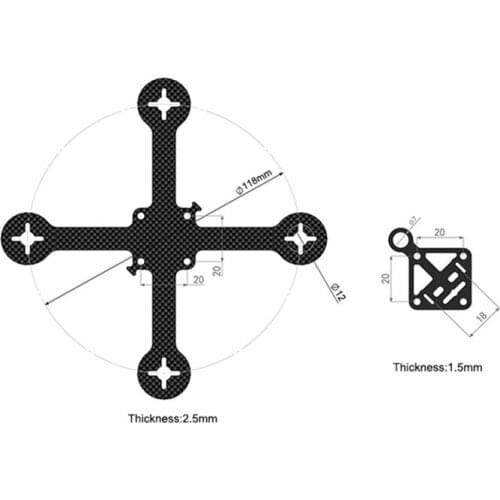 FPV Racing Drone 118mm Micro Carbon Fiber Main Frame Kit 20*20mm FC Mounting Hole for Mini Support 1106 1306 Brushless Motors