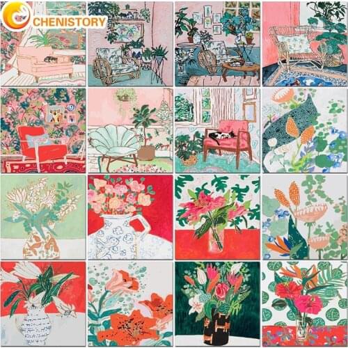 CHENISTORY Paint By Number Flowers Hand Painted Paintings Art Drawing On Canvas Gift DIY Pictures By Numbers Kits Home Decor