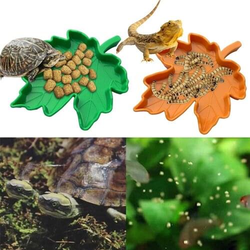 Reptiles Feeder Amphibians Food Water Bowl Leaf Shape Plastic Water Basin Lizard Snake Tortoise Amphibians Small Animal Supplies