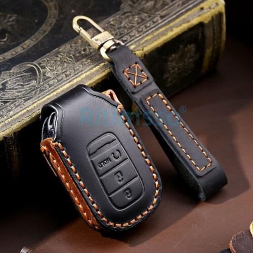 Handmade Leather Key Protective Case Key Shell Protective Cover Car Accessories for Honda Vezel Civic Accord 2021