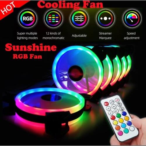 Colorful Cooling Fan PC Case Cooler Fan 12cm Fan RGB Fan Quiet Transparent Blade Cooler Master Interface Cooler Cooling Compute