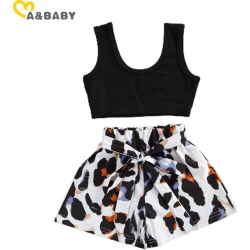 Ma&Baby 0-3Y Summer Toddler Infant Baby Kid Girl Clothes Set Vest Tops Bow Leopard Shorts Outfits Costumes