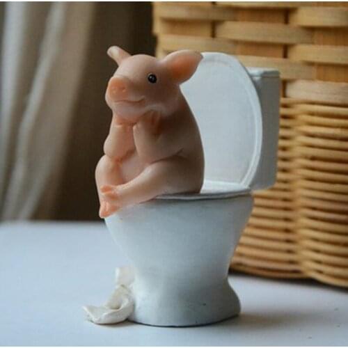 Miniature Animal Figurines Desktop Decoration Resin Cute Pig Figure Toys Home Garden Decor Accessories Children Christmas Gifts