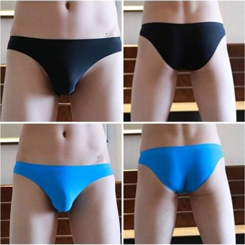 Mens Seamless Underwear, Ice Silk Seamless Briefs, Low-waist, Micro-transparent, One-piece Punch, Youth Fashion Pants