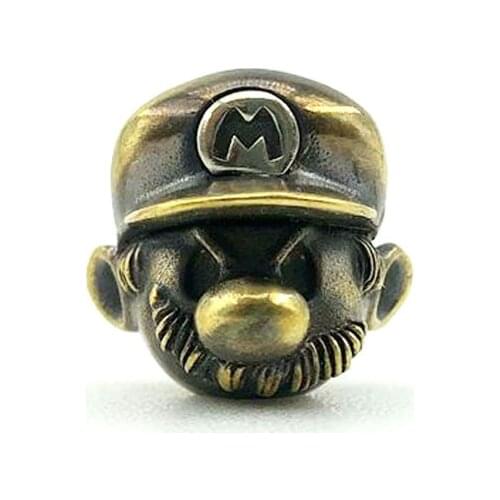 Outdoors DIY Tools EDC Brass Mario Skull Knife Beads Lanyard Pendants Key Rings Accessories