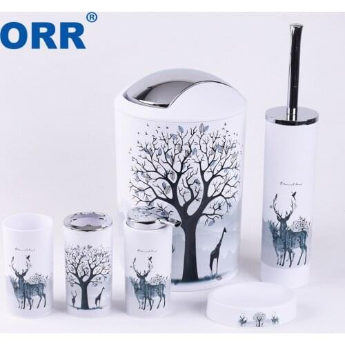 Bathroom set accessories Free shipping toilet brush soap dish washing tumbler toothbrush cup dustbin soap dispenser ORR