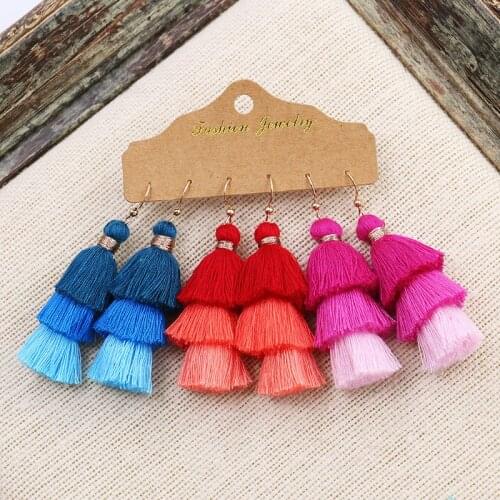 3 Layered Vintage Summer Tassel Drop Earrings Set Brincos 2020 Boho Handmade Fashion Earrings For Women