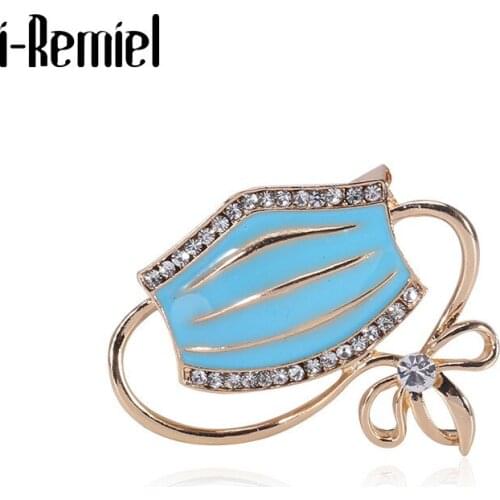 New Fashion Enamel Mask Brooch Rhinestone Crystal Bow Lapel Pin and Brooches Jewelry Luxulry Badge Gifts for Women Accessories