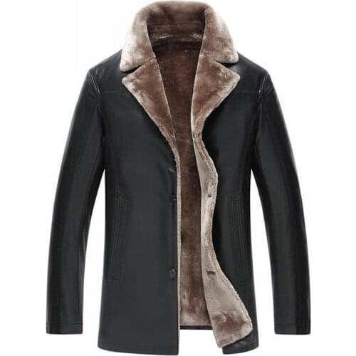 New Mens Winter Leather Jacket Casual Coat Fur Collar Thick Velvet Warm Motorcycle Leather Jackets Parkas Jaqueta Masculino