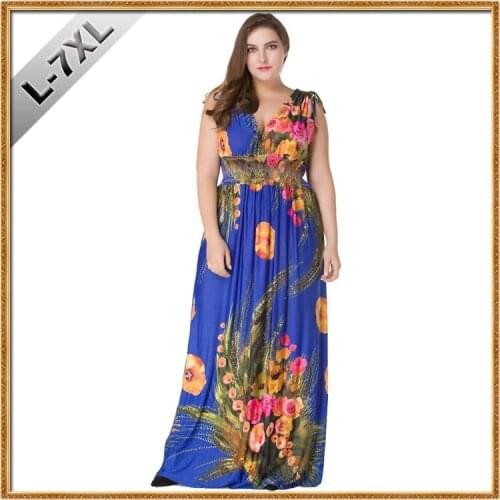 New summer womens dresses print plus size L-7XL summer dresses womens clothings summer beach clothes 7136