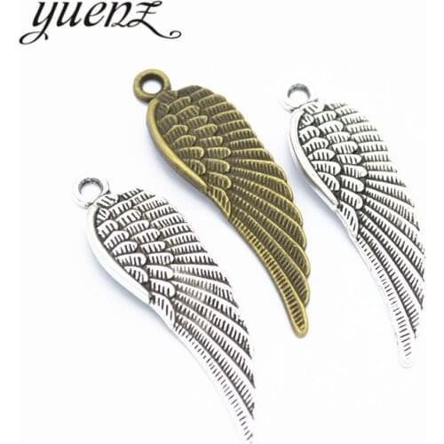 YuenZ 5pcs charms feather metal pendants for jewelryl making 49*14mm D432