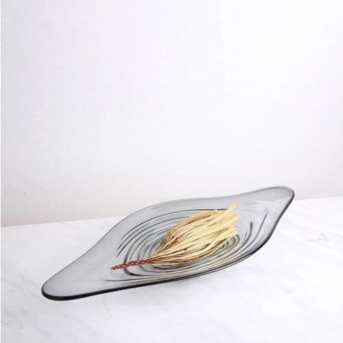 Simple modern handmade glass corrugated large fruit basin creative home model room villa dining table high grade fruit plate