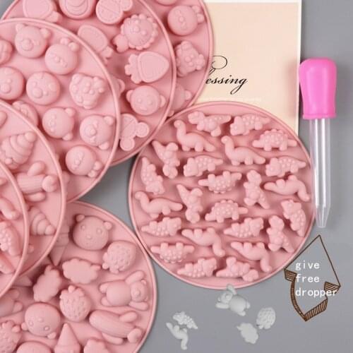 Variety of Animal Fruit Dinosaur Gummies Silicone Mold Chocolate Ice Tray Epoxy Mold Biscuit Baking