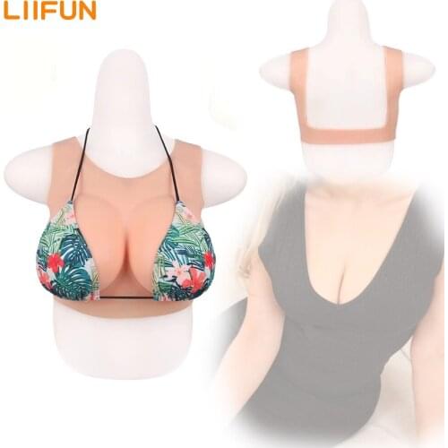 Liifun Realistic Silicone Breast Forms Summer Cool Style Fake Boobs Large Cup for Crossdresser Transgender Shemale Drag-Queen
