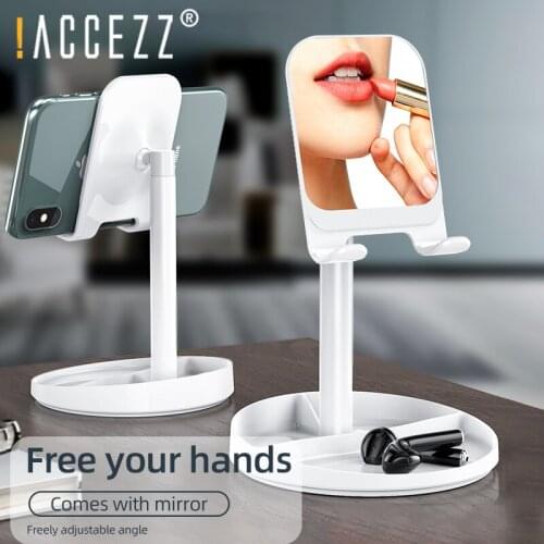 !ACCEZZ Adjustable Phone Stand For Desk For iPhone 8 X 11 Xiaomi Mi9 Huawei iPad Tablet Universal Mobile Phone Stand With Mirror