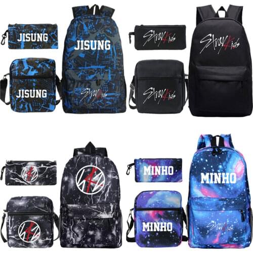 Kpop Stray Kids 3Pcs/Set Backpack Boys Girls School bags Shoulder Bags Stray Kids Prints Bookbag Students Back to School Bacpack