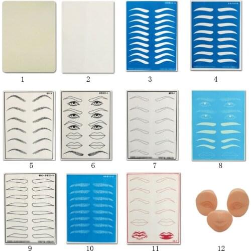 Silicone Skin Double Sides Tattooing and Microblading Eyebrow Practice Skin for Tattoo Supplies Tattoo Kit for Beginners