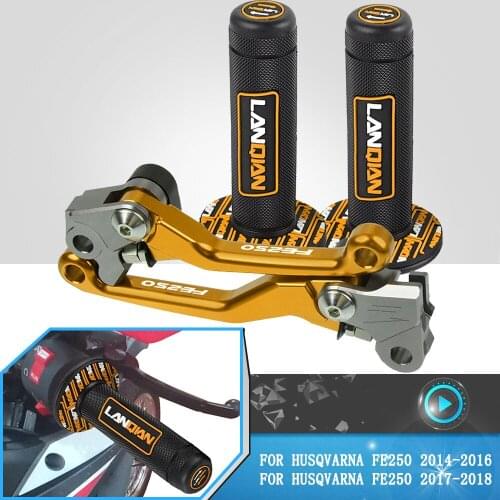 Motorcycle Foldable Dirt Pit Bike Clutch Brake Levers & Handle Grips Parts For HUSQVARNA FE250 fe 250 2014 2015 2016 2017 2018