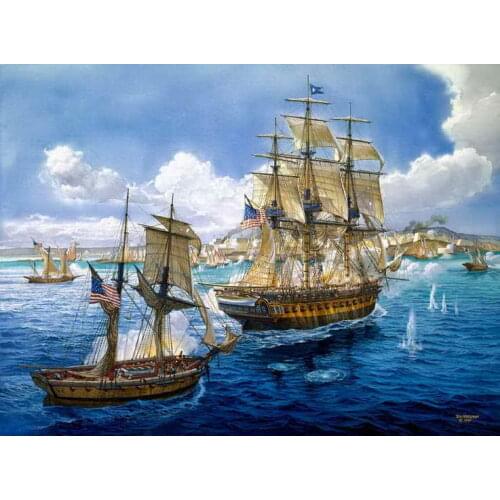 Modern Home Art Best gift Home decor ship Naval battle Oil painting Picture HD Printed on canvas Decoration