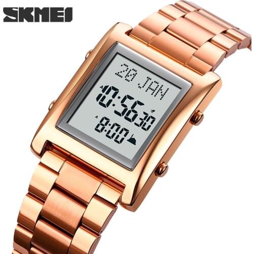 SKMEI LED Watches Men Watch Mens Wristwatches Direction Bookmark Digital City Data Male Qibla Muslim Watches relogio masculino