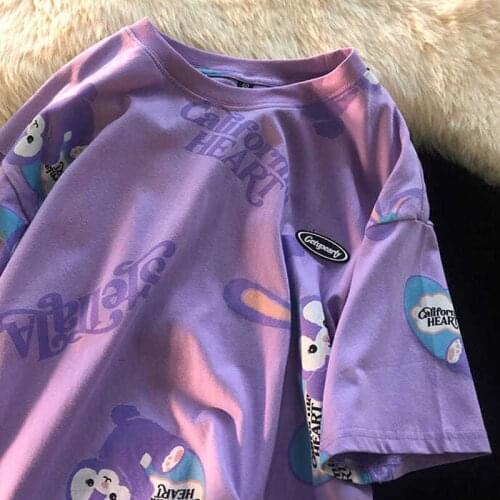 Japanese Casual Sweet College Style New Loose All-Match Top Ladies Short Sleeve Top Summer Graphic T-Shirt Top Womens T-Shirt