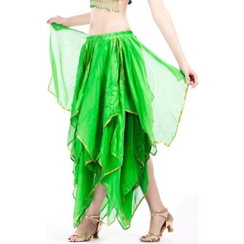 New Lady Women Belly Dance 16 leaf Skirt With chiffon bellydance Waist Adult chiffon performance dancing skirt Dance Wear team
