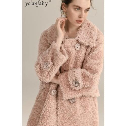 100% Wool Real Fur Coat Female Jacket Korean Autumn Winter Coats and Jackets Women Warm Long Womens Clothing Femme Veste 2020