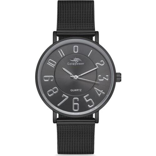 Goldpower Black Braided Cord Metal Case Women Wristwatch