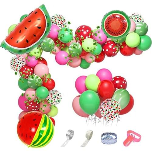 110Pcs/set Hawaii Party Decor Balloons Watermelon Balloons Garland Arch for Summer Themed Party Backdrop Decorations Air Globos