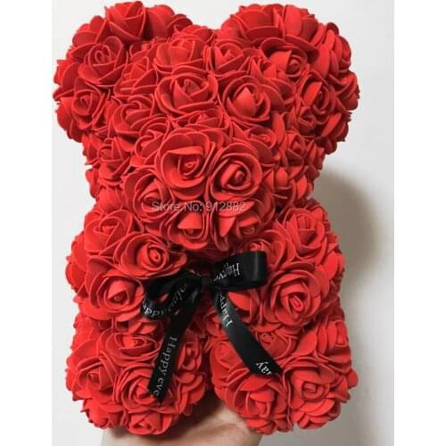 2020 Valentines Gift 24 Colors 25cm tall PE Rose Bear Wedding Gift Girlfriend Gift Anniversary Gift (free Customize Ribbon Tie)