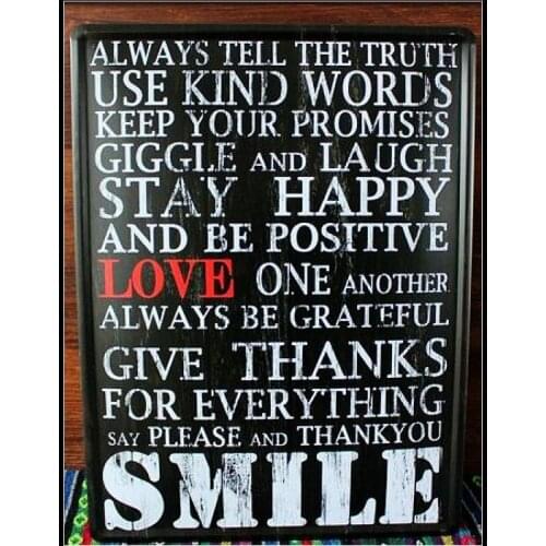 30pcs/lot Metal Sign shabby chic Love Smile paintings Vintage House Cafe Restaurant Bar Poster