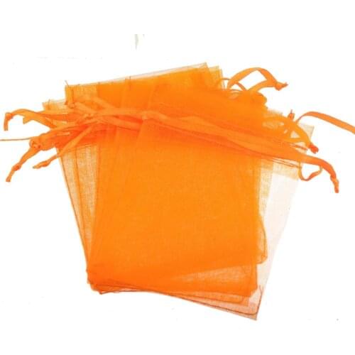 Jewelry case trinket bag organza pouch rectange show fresh orange lucency country wedding decoration present package 30pcs 7*9cm