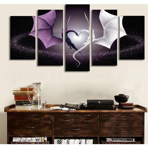 5 High-definition Printable Posters Concentric Dragon Painting Art Wall Pictures Abstract Bedroom Living Room Home Decoration