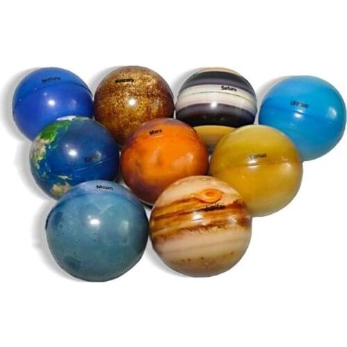 6.3cm Earth Globe Ball Eight Planets Moon Star Ball Color Printing Rubber Bouncy Sponge Elastic Squishy Toy Gift